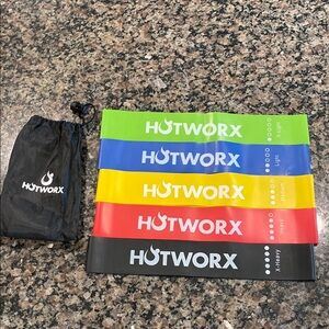 Hot Worx Resistance Bands Set and carrying pouch